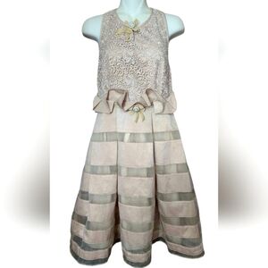De La Louise Collection Elegant Lace and Striped Dress A-LINE Dress